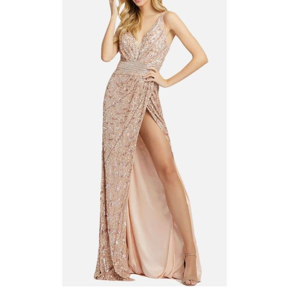 Mac Duggal sequined wrapped dress - Picture 1 of 10